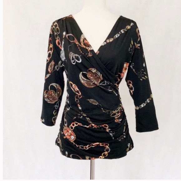 Carmen Marc Valvo Pattern Side Ruched Top - Picture 2 of 8